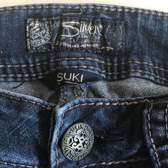 Silver Jeans Suki Mid Flare Denim Blue Jeans Fluid Sz 27 - Picture 9 of 14